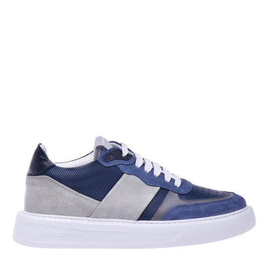 Sneakers en daim et nappa bleu