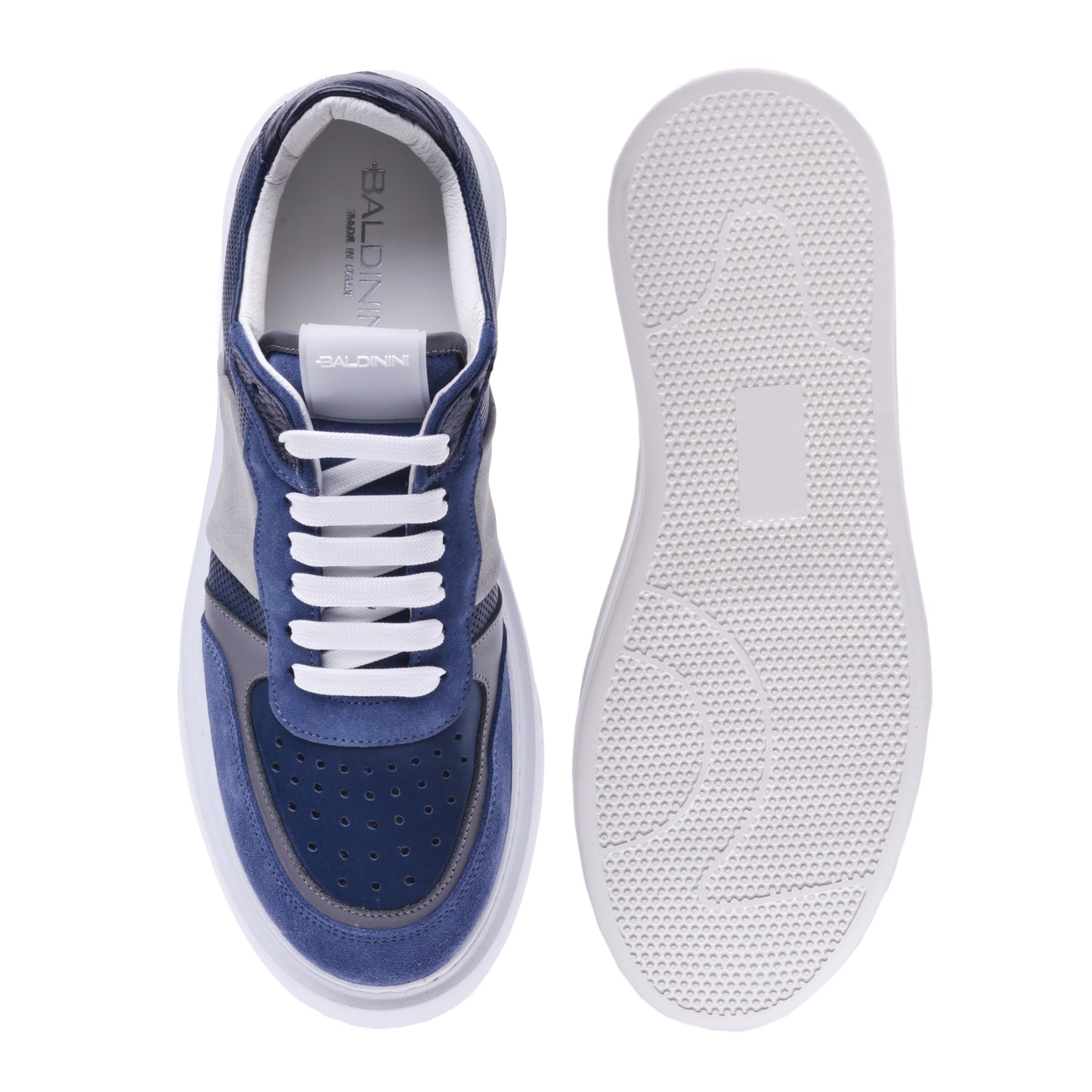 Sneakers en daim et nappa bleu