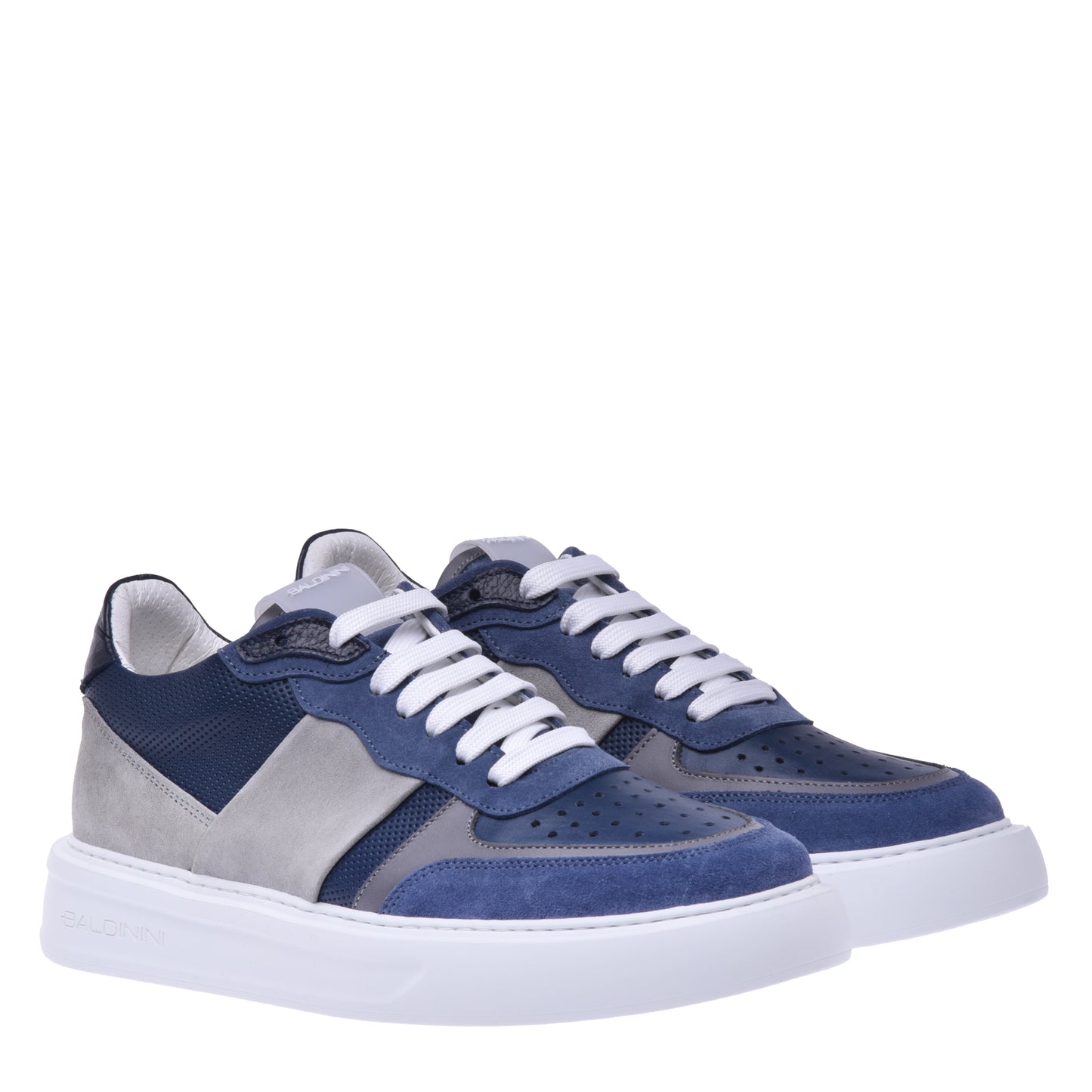 Sneakers en daim et nappa bleu