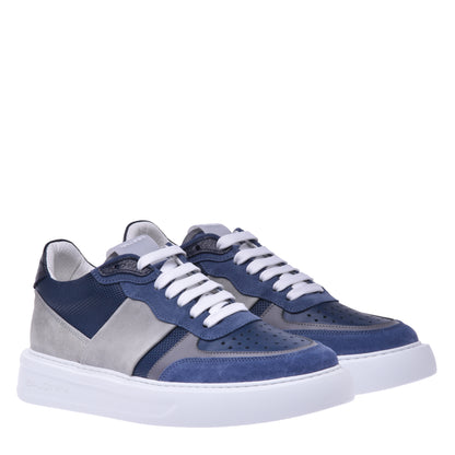 Sneakers en daim et nappa bleu