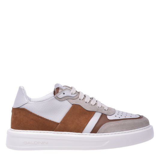 Sneakers en daim et nappa brun