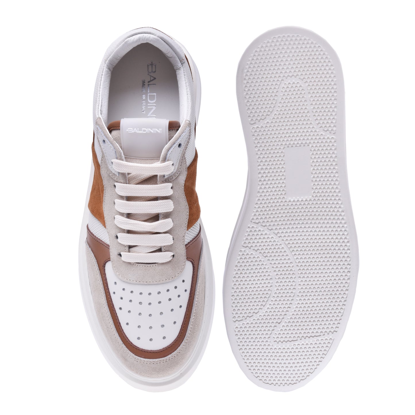 Sneakers en daim et nappa brun