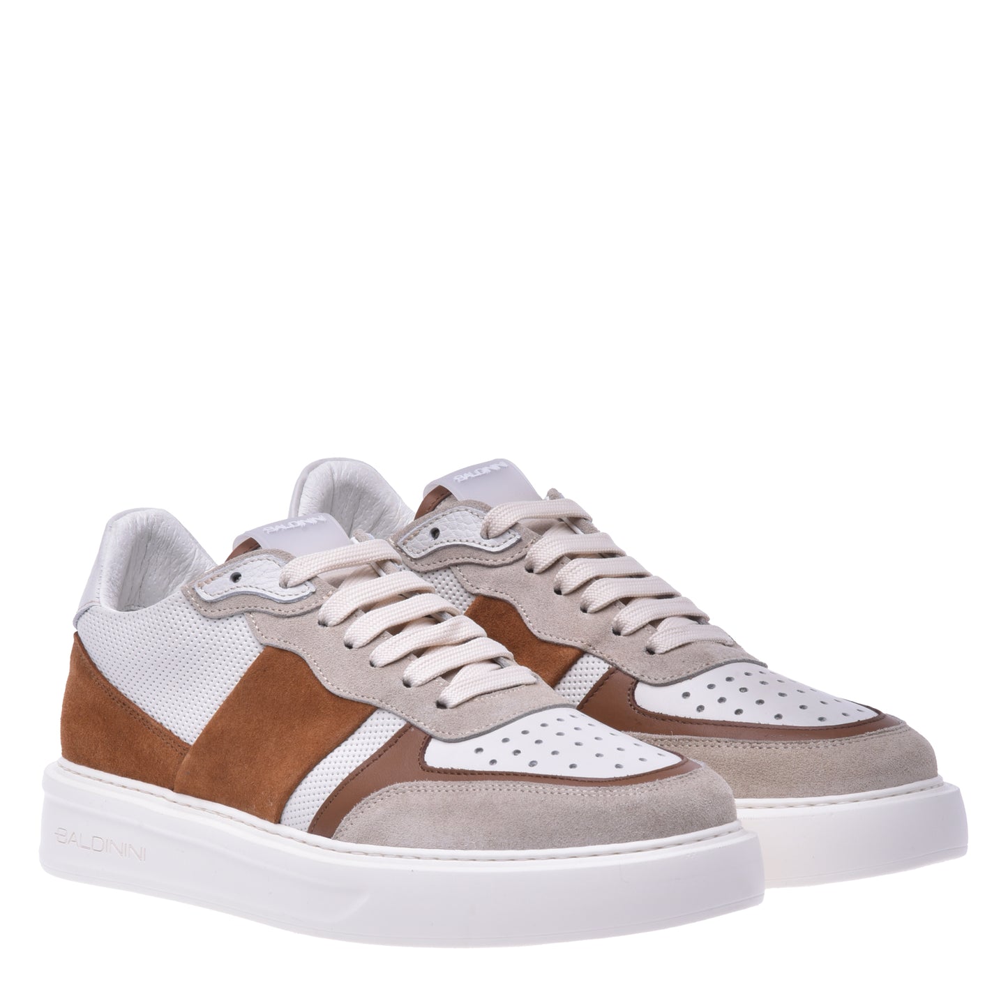 Sneakers en daim et nappa brun