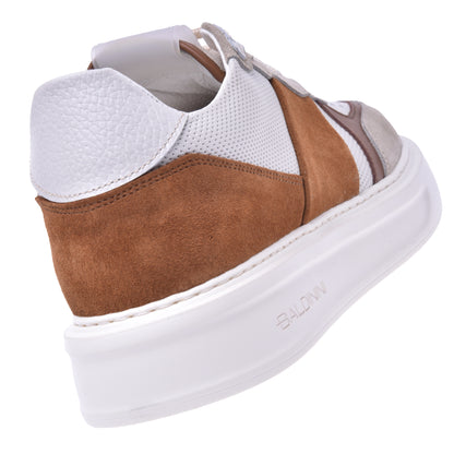 Sneakers en daim et nappa brun