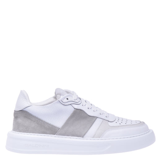Sneakers en daim et nappa gris