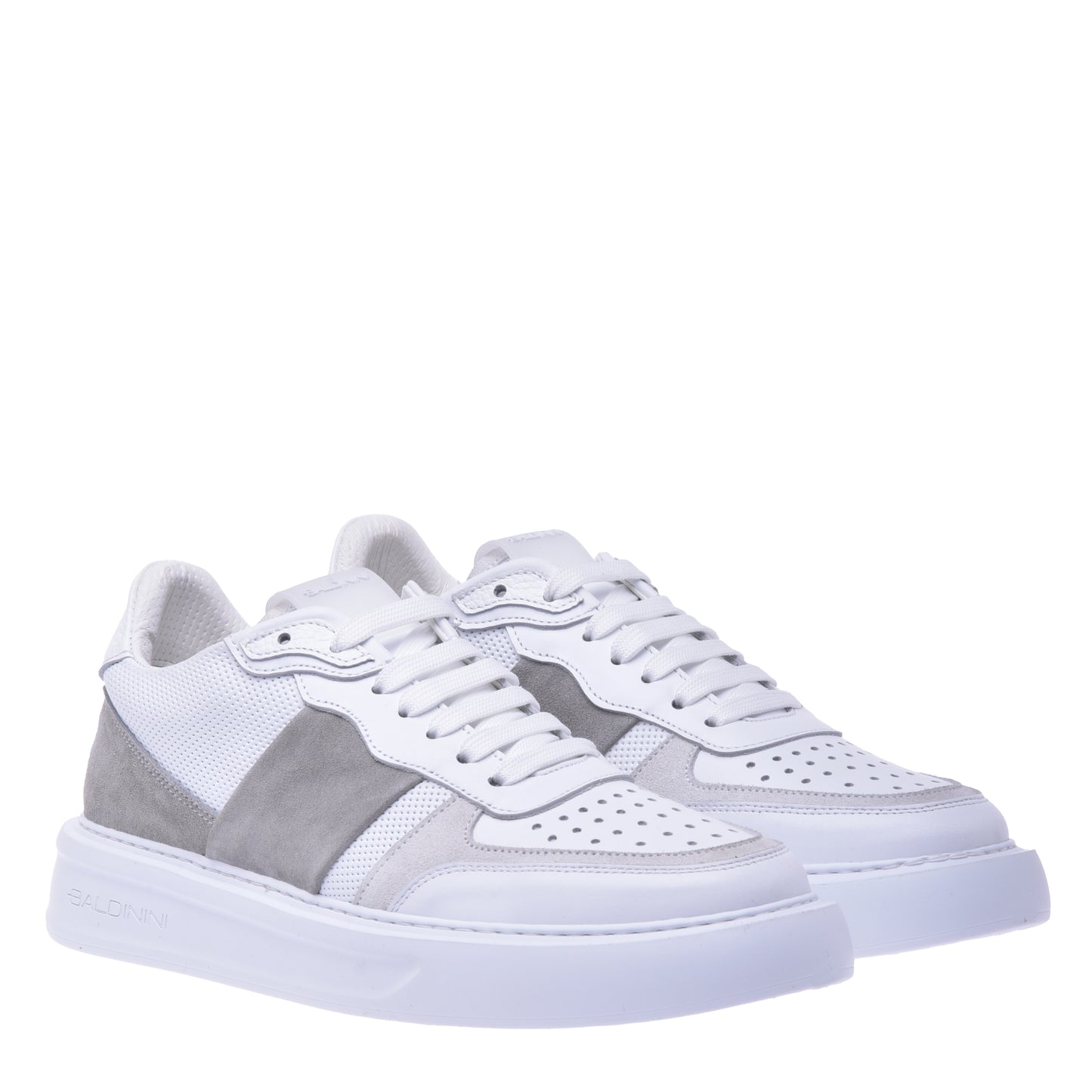 Sneakers en daim et nappa gris