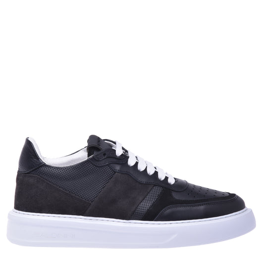 Sneakers en daim et nappa noir