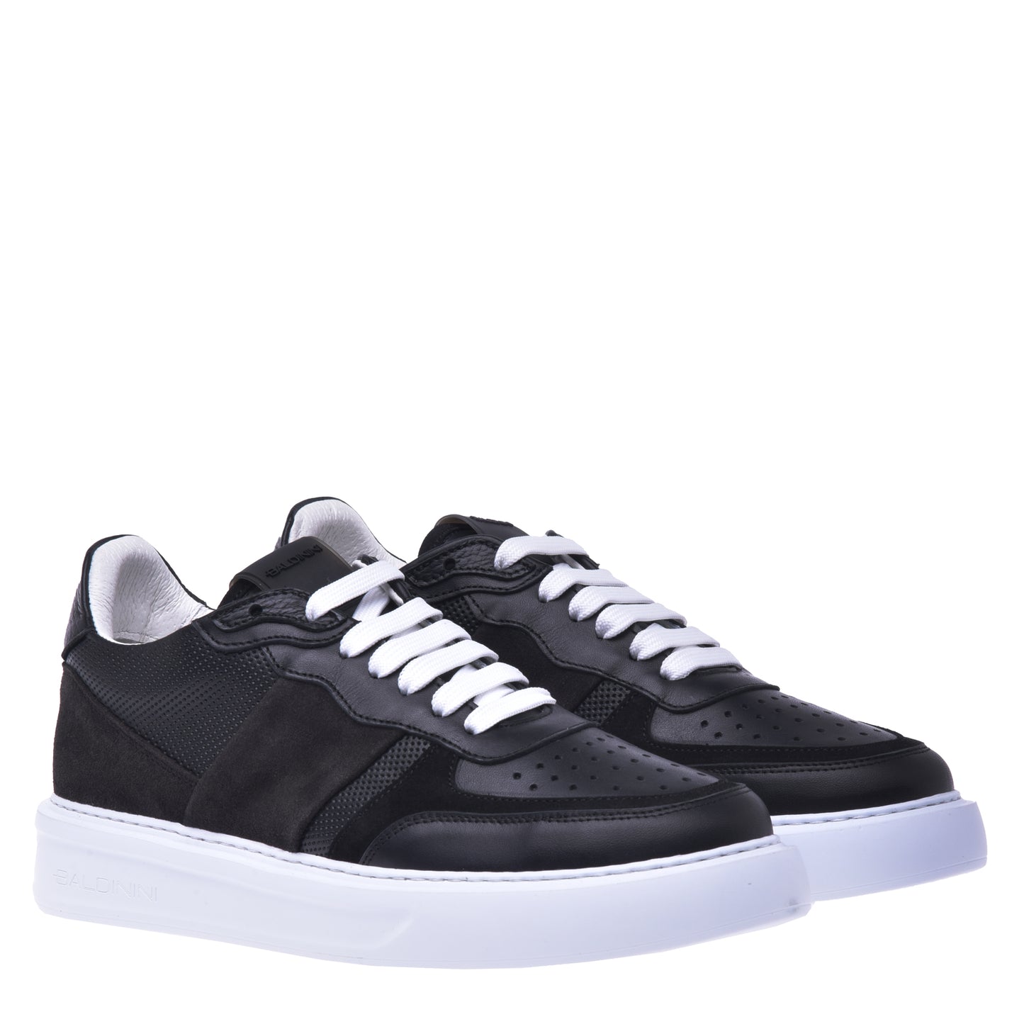 Sneakers en daim et nappa noir