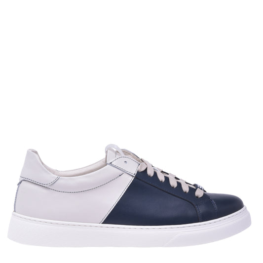 Sneakers en nappa blanc et bleu