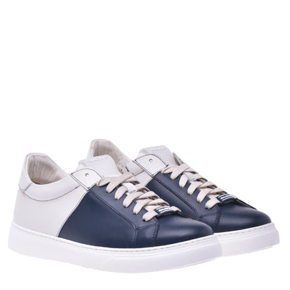 Sneakers en nappa blanc et bleu