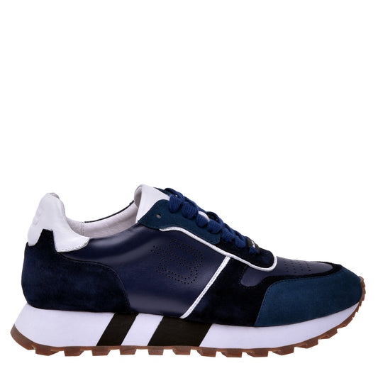 Sneakers en daim et nappa bleu