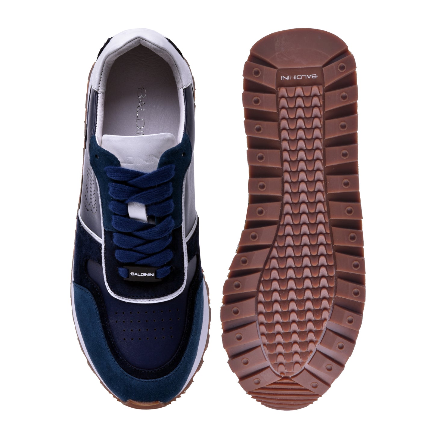 Sneakers en daim et nappa bleu