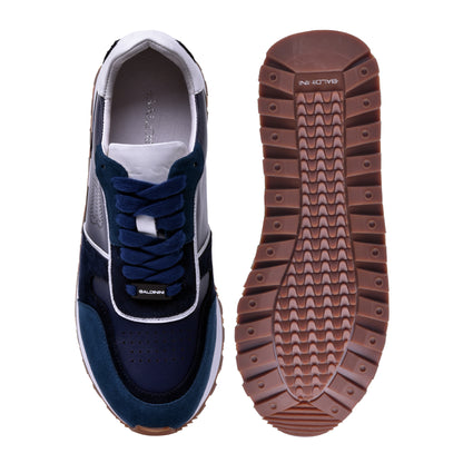 Sneakers en daim et nappa bleu