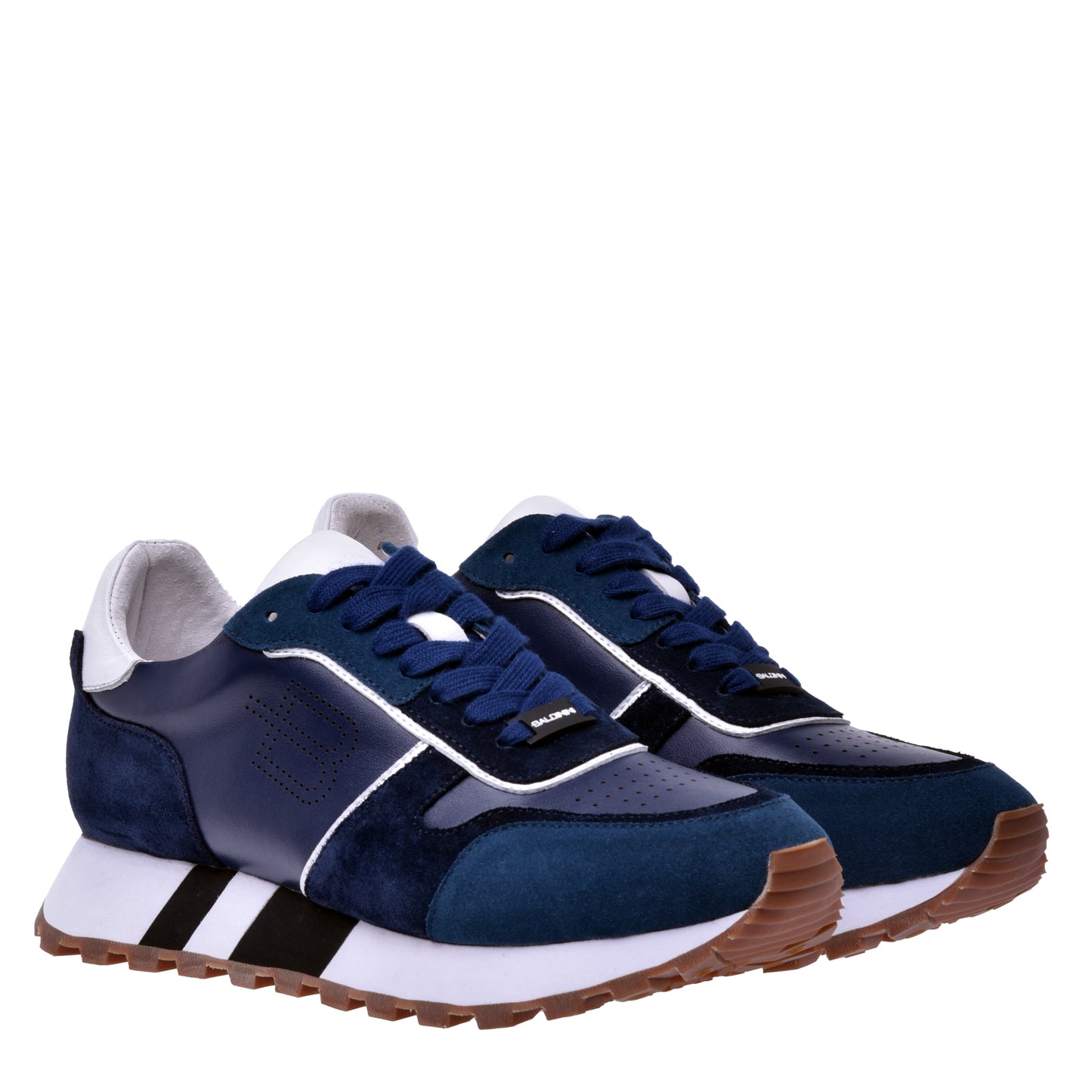 Sneakers en daim et nappa bleu