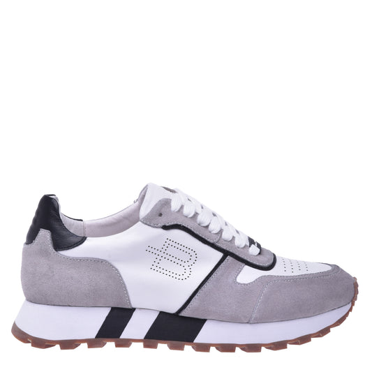 Sneakers en daim et nappa gris