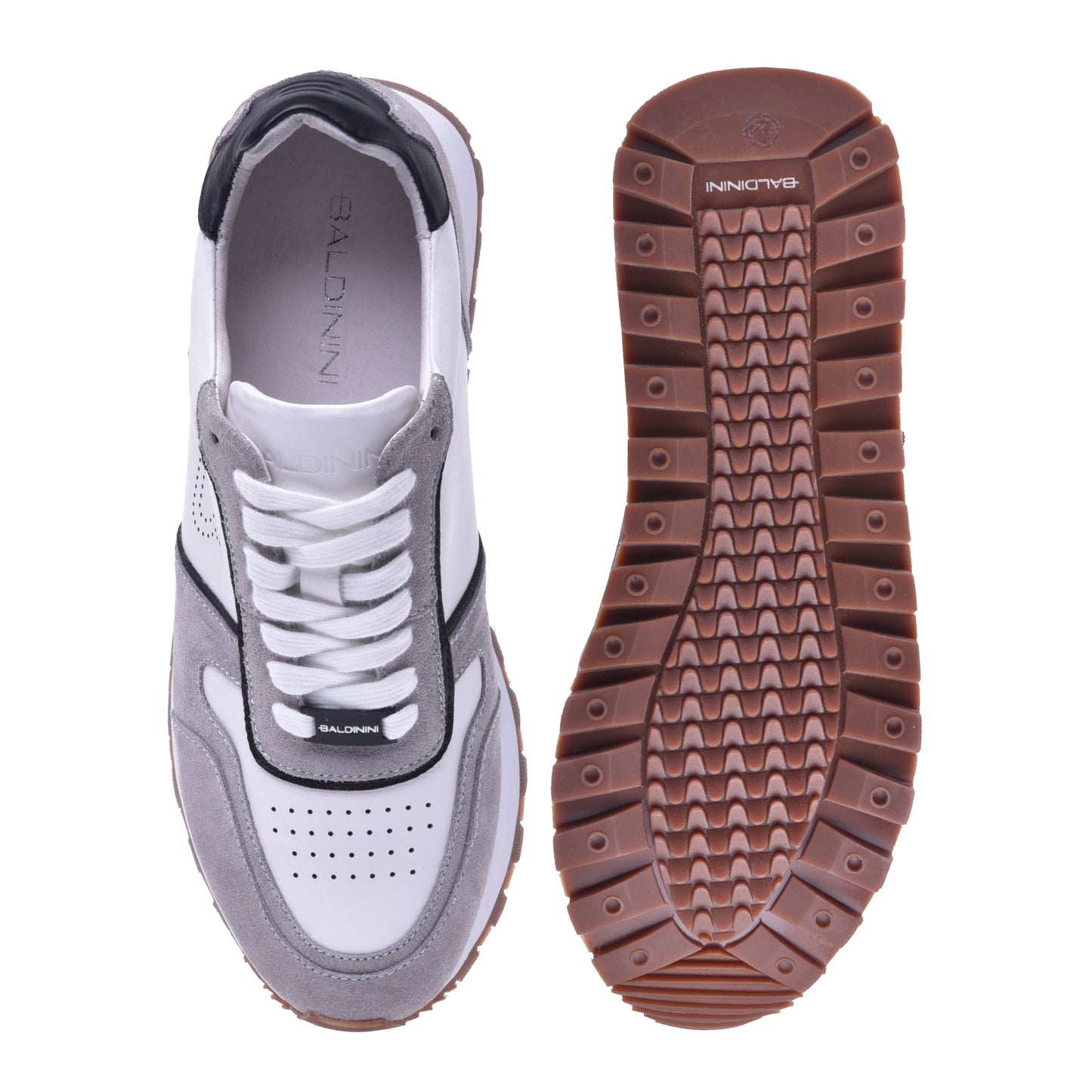 Sneakers en daim et nappa gris