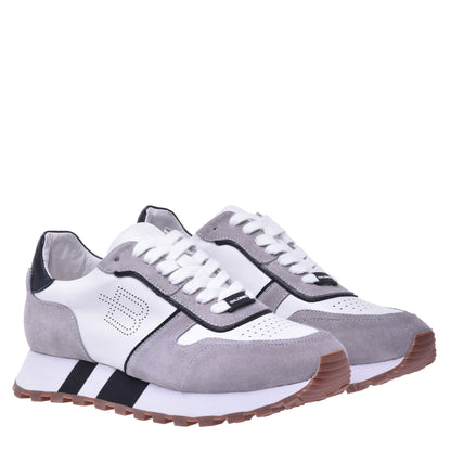 Sneakers en daim et nappa gris