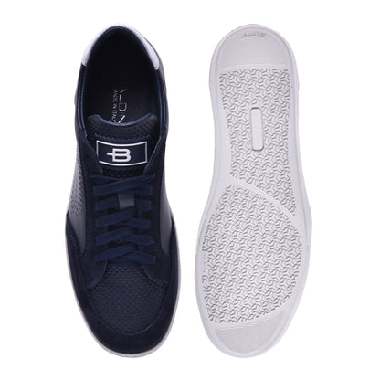 Sneakers en daim et nappa bleu
