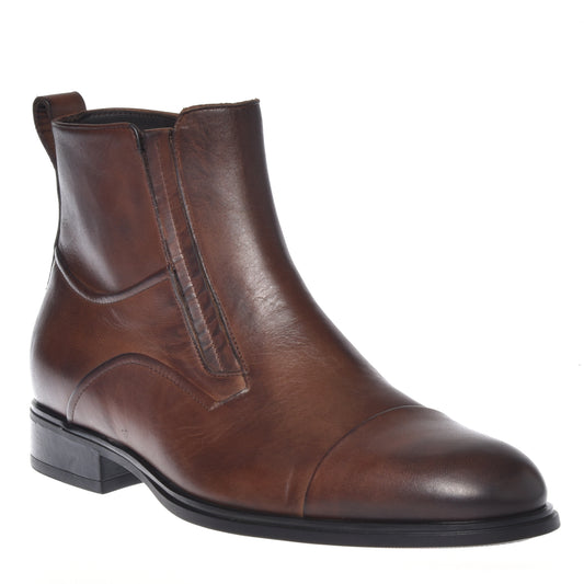 Brown calfskin ankle boots