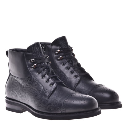 Black calfskin ankle boots