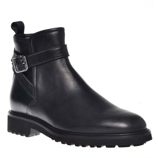 Black calfskin ankle boots