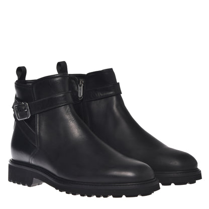 Black calfskin ankle boots