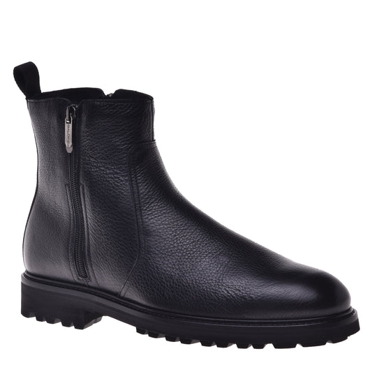 Black calfskin ankle boots
