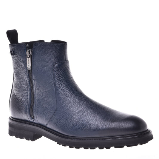 Ankle boots in electric blue calfskin