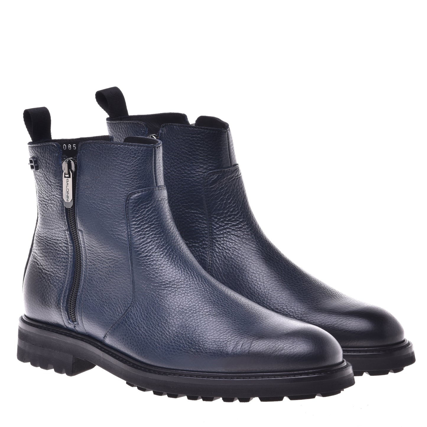 Ankle boots in electric blue calfskin