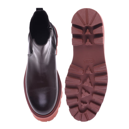 Dark brown calfskin ankle boots