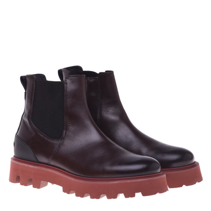 Dark brown calfskin ankle boots