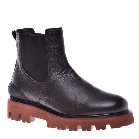 Dark brown calfskin ankle boots