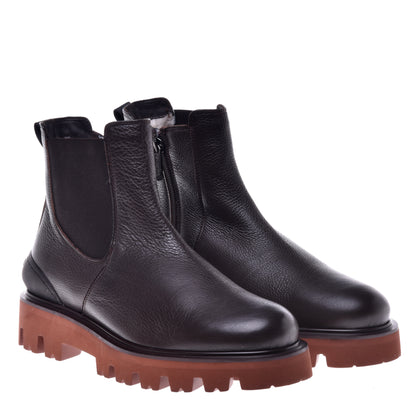 Dark brown calfskin ankle boots