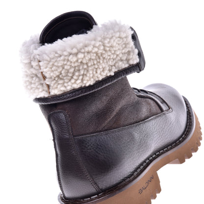 Ankle boot in dark brown leather