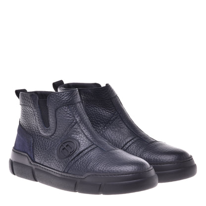 Ankle boots in electric blue calfskin