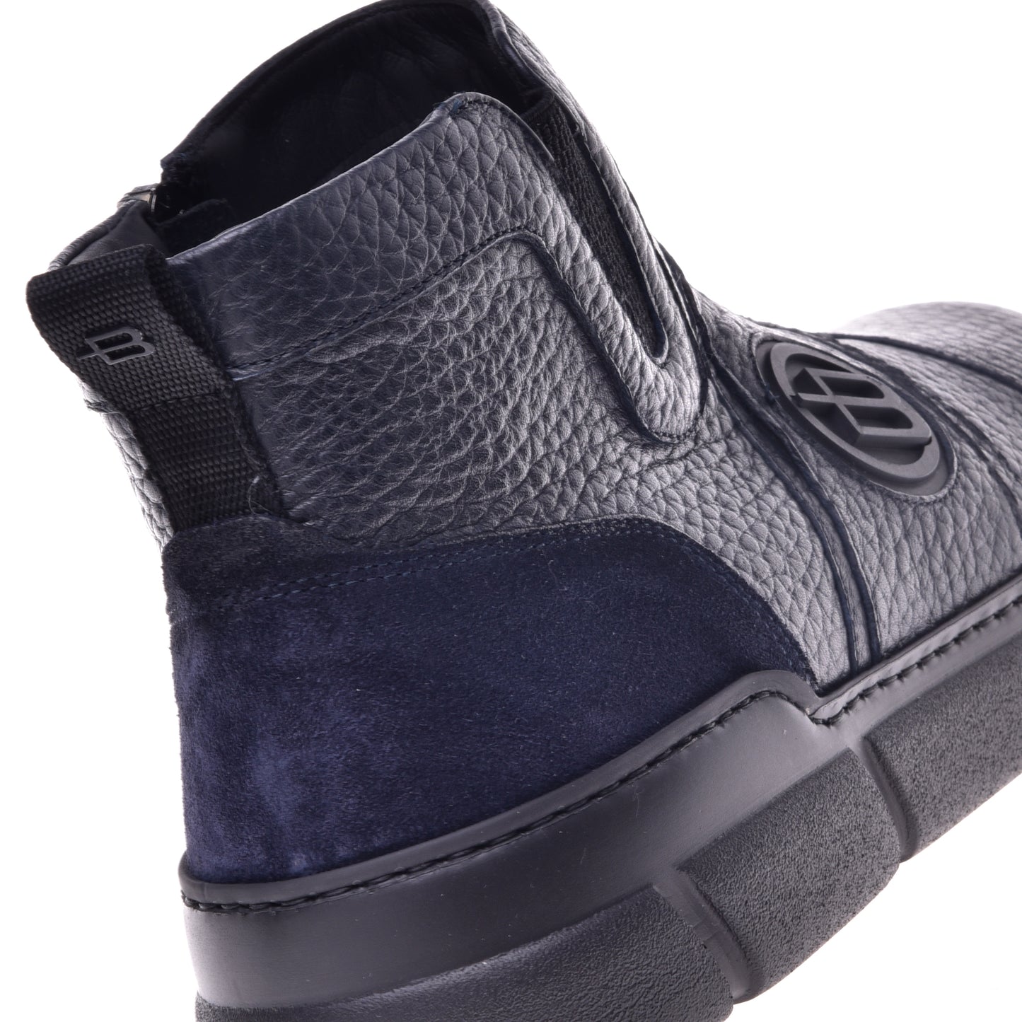 Ankle boots in electric blue calfskin