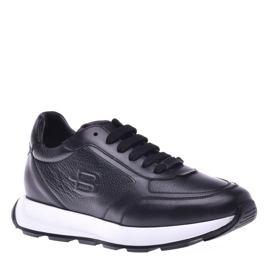 Sneakers en nappa et cuir de veau noir