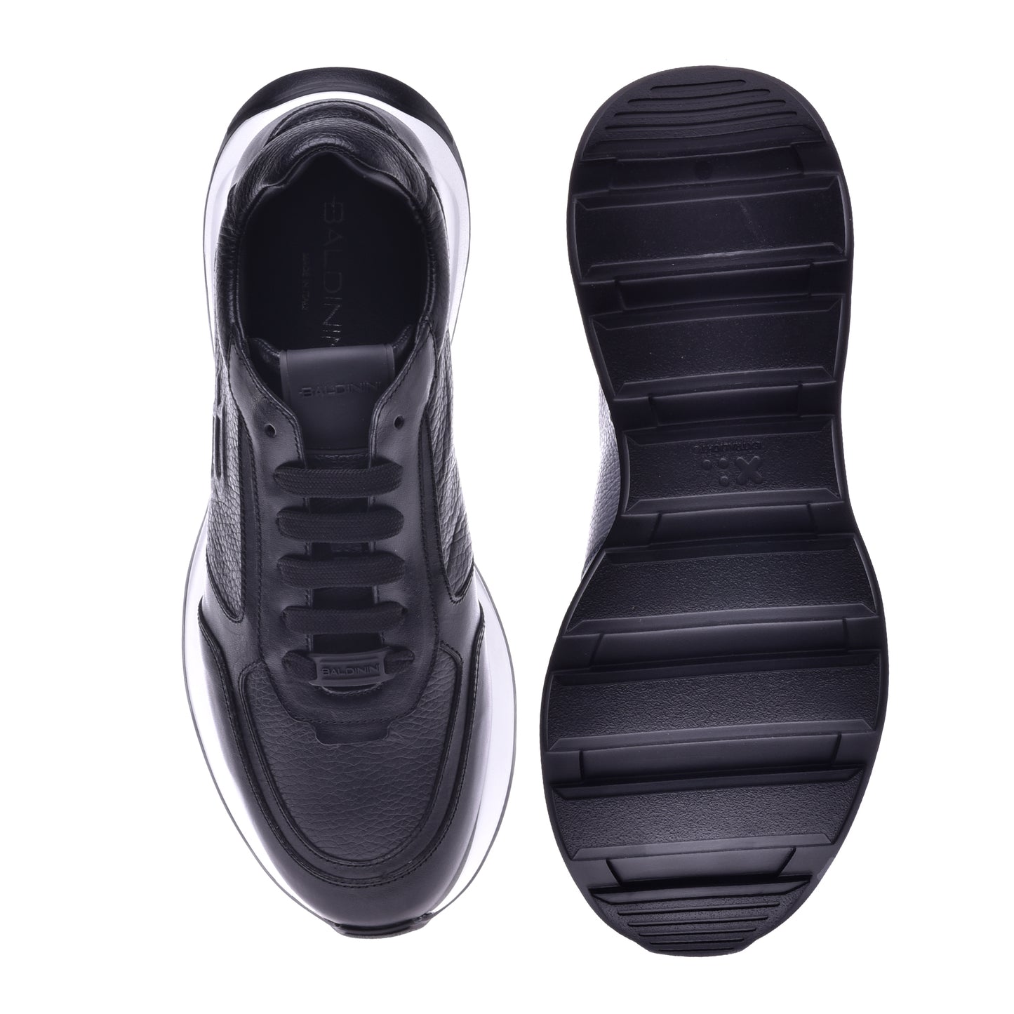 Sneakers en nappa et cuir de veau noir