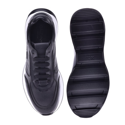 Sneakers en nappa et cuir de veau noir