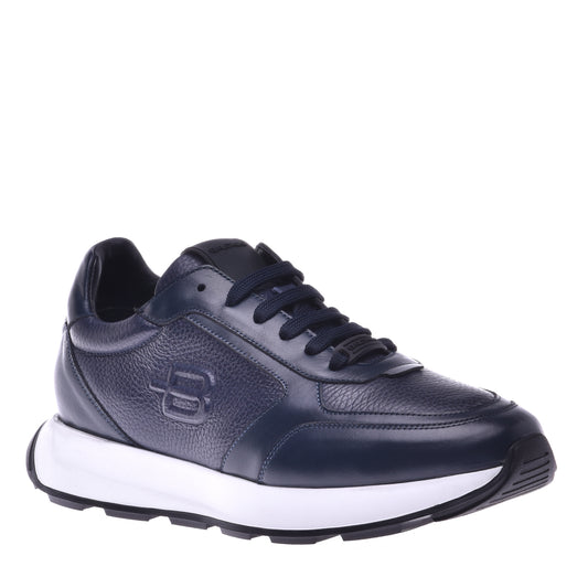 Sneakers en nappa et cuir de veau bleu