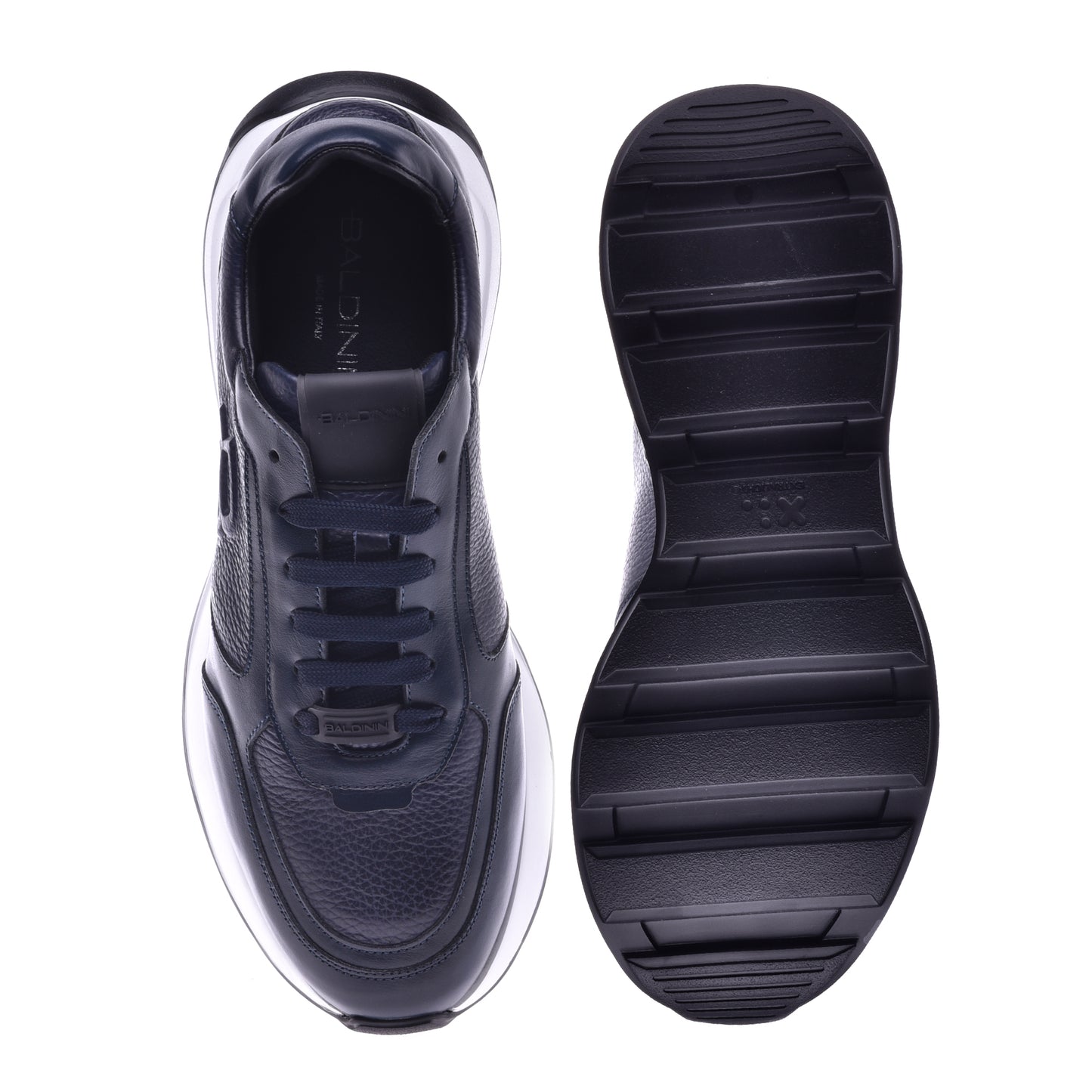 Sneakers en nappa et cuir de veau bleu