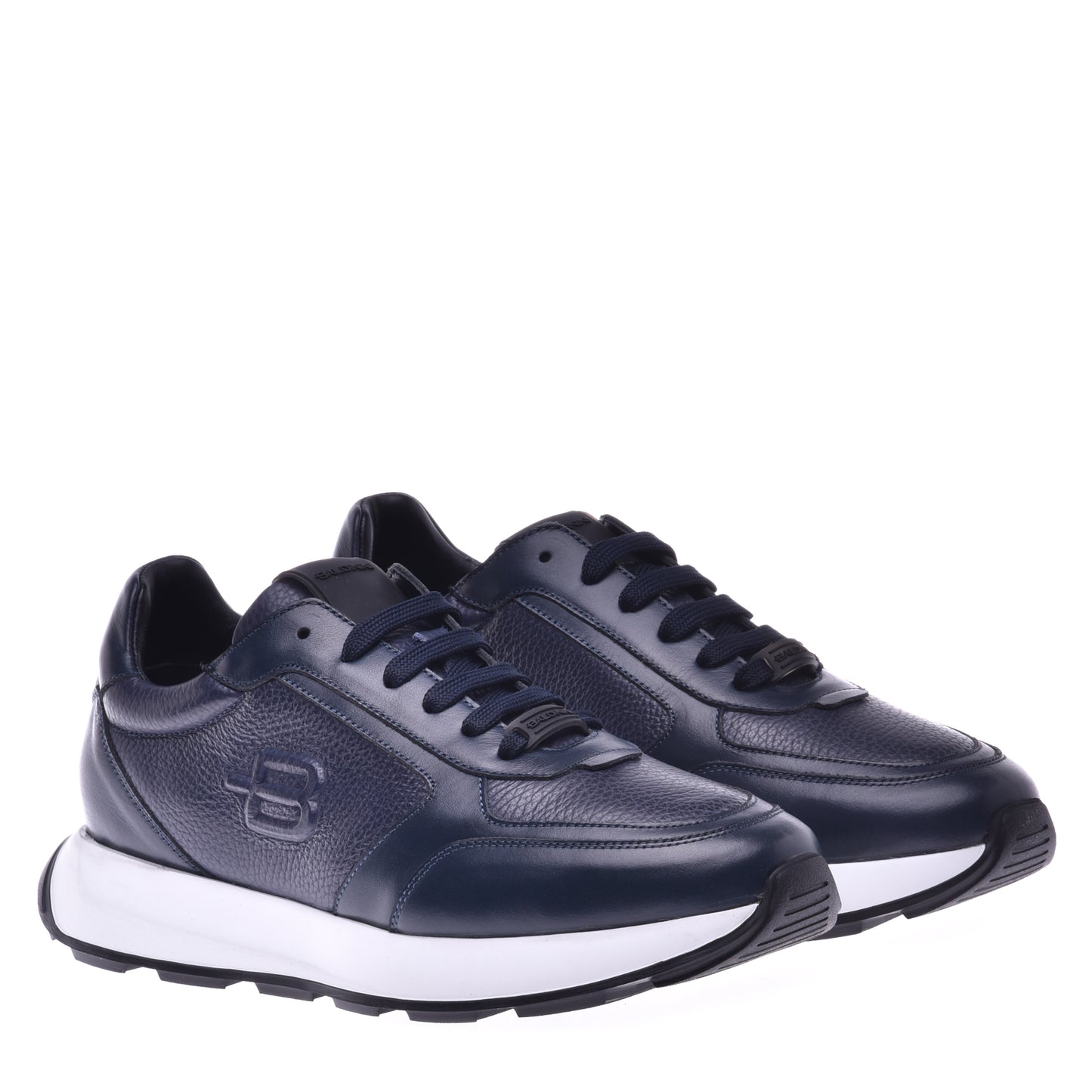 Sneakers en nappa et cuir de veau bleu