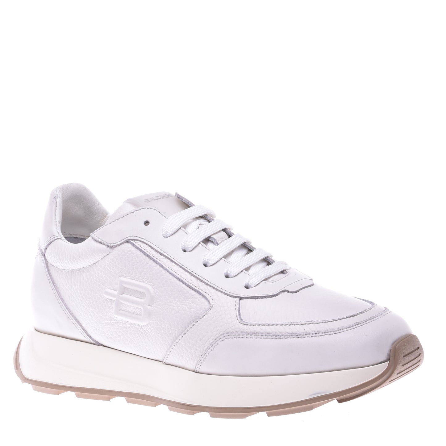 Sneakers en nappa et cuir de veau crème