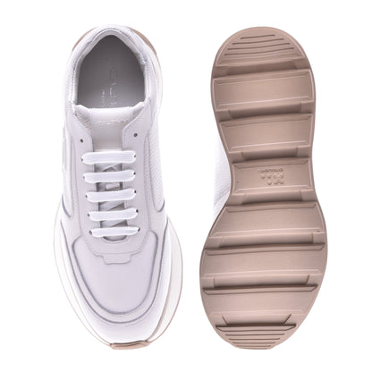 Sneakers en nappa et cuir de veau crème