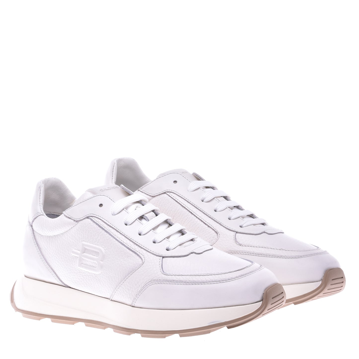 Sneakers en nappa et cuir de veau crème