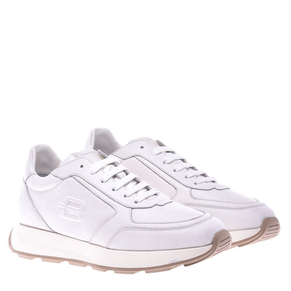 Sneakers en nappa et cuir de veau crème