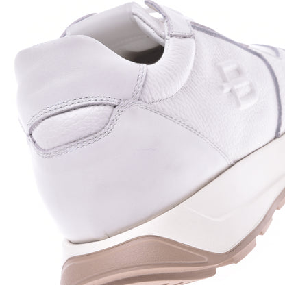Sneakers en nappa et cuir de veau crème