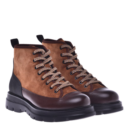 Bottes en daim et cuir de veau brun et marron foncé