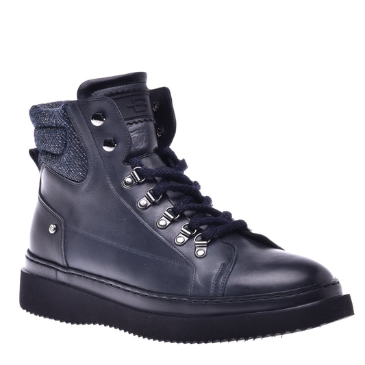 Bottes en cuir de veau brossé bleu