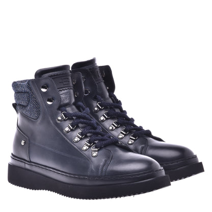 Bottes en cuir de veau brossé bleu